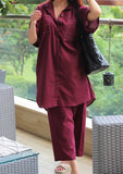 Women Cotton Thread Style Two-piece Suit