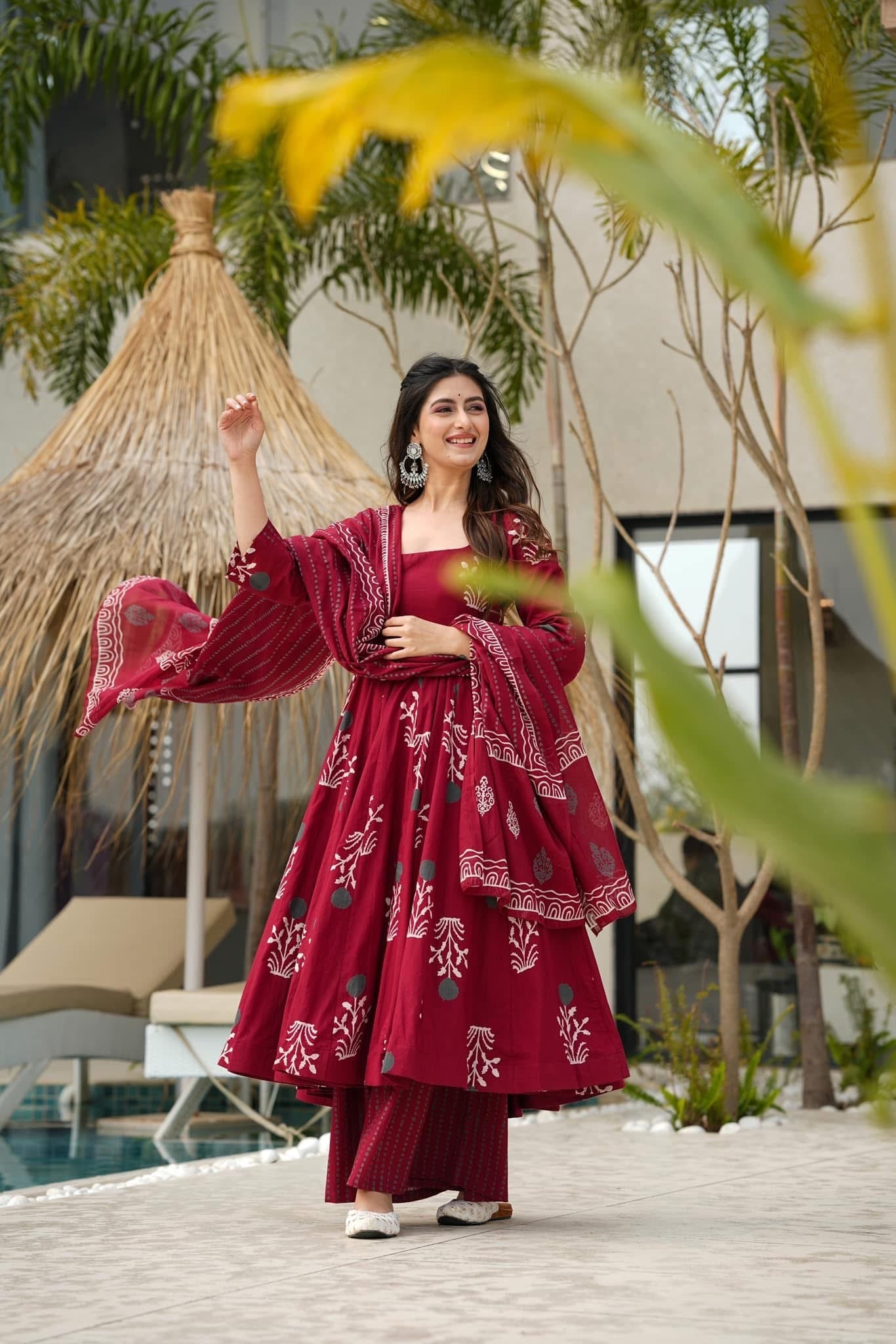 Maroon Rayon Suit Set
