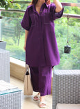 Women Cotton Thread Style Two-piece Suit