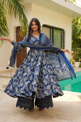 Blue Cotton Suit Set