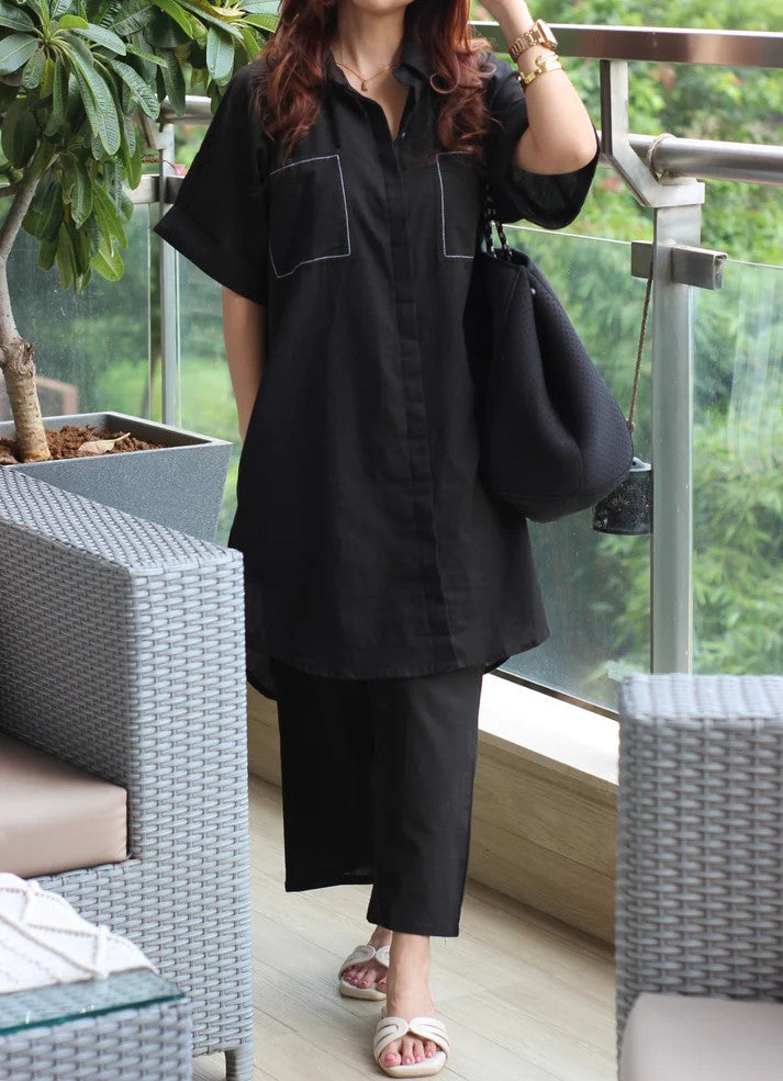 Women Cotton Thread Style Two-piece Suit