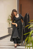 Elegant Black Printed Anarkali Suit with Dupatta