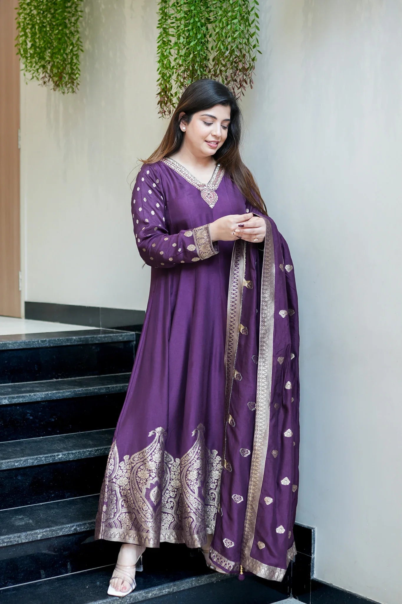 open lace back dress Exclusive Banarasi Dress - Mirunika
