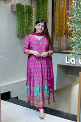 Women Printed And Hand Embroidered Work Suit Set