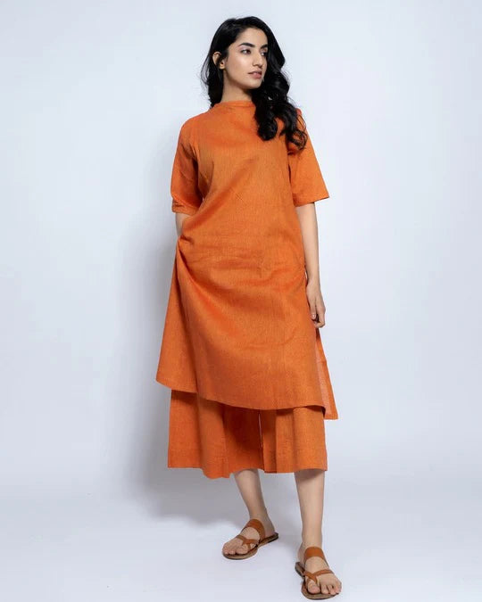 Women Solid Cotton Kurta Set