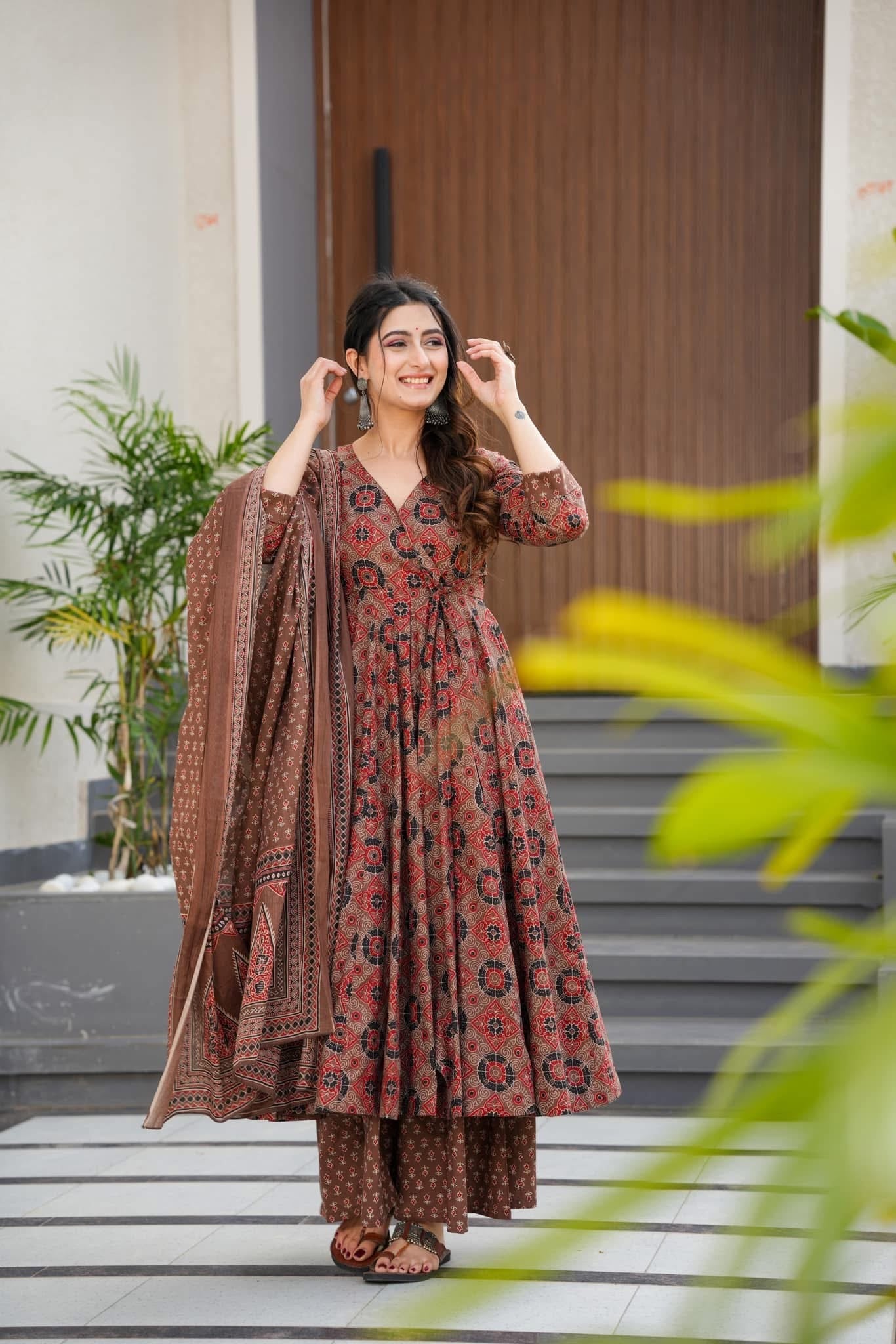 Brown Cotton Suit Set