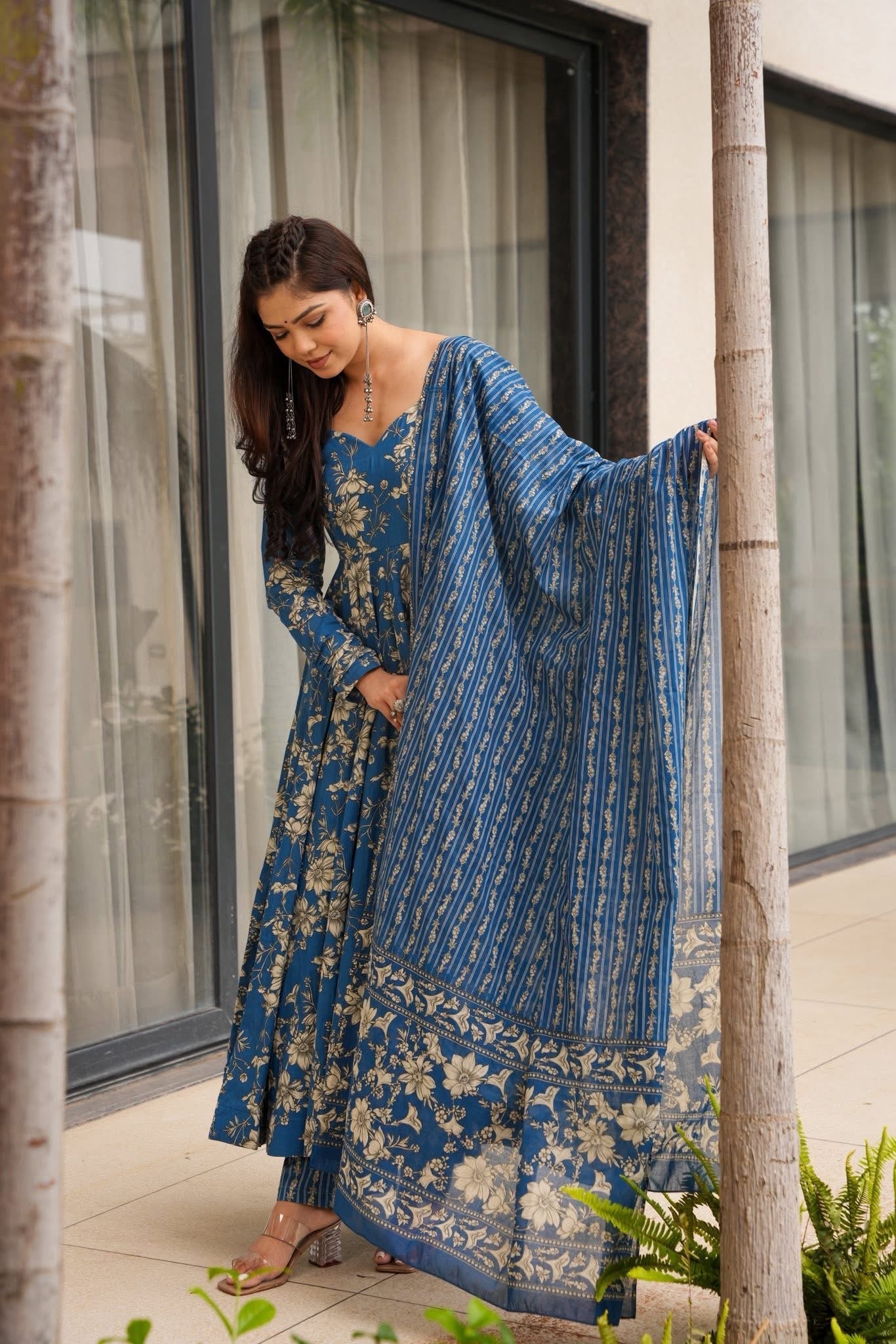 Blue Cotton Suit Set
