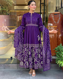 Royal Purple Anarkali Kurta Set with Printed Dupatta