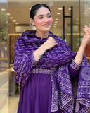 Royal Purple Anarkali Kurta Set with Printed Dupatta