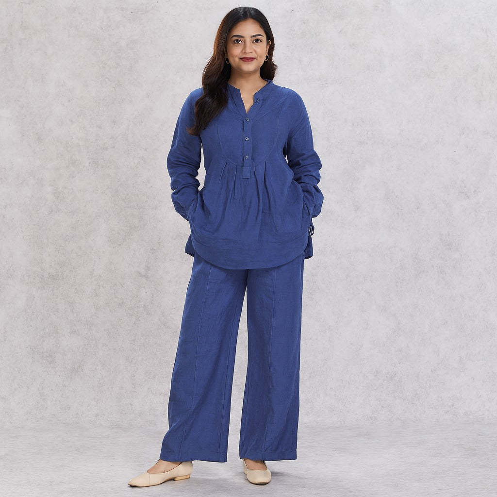 Women Cotton V-neck Two-piece Suit