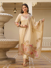 Cream Embroidered Work Suit Set