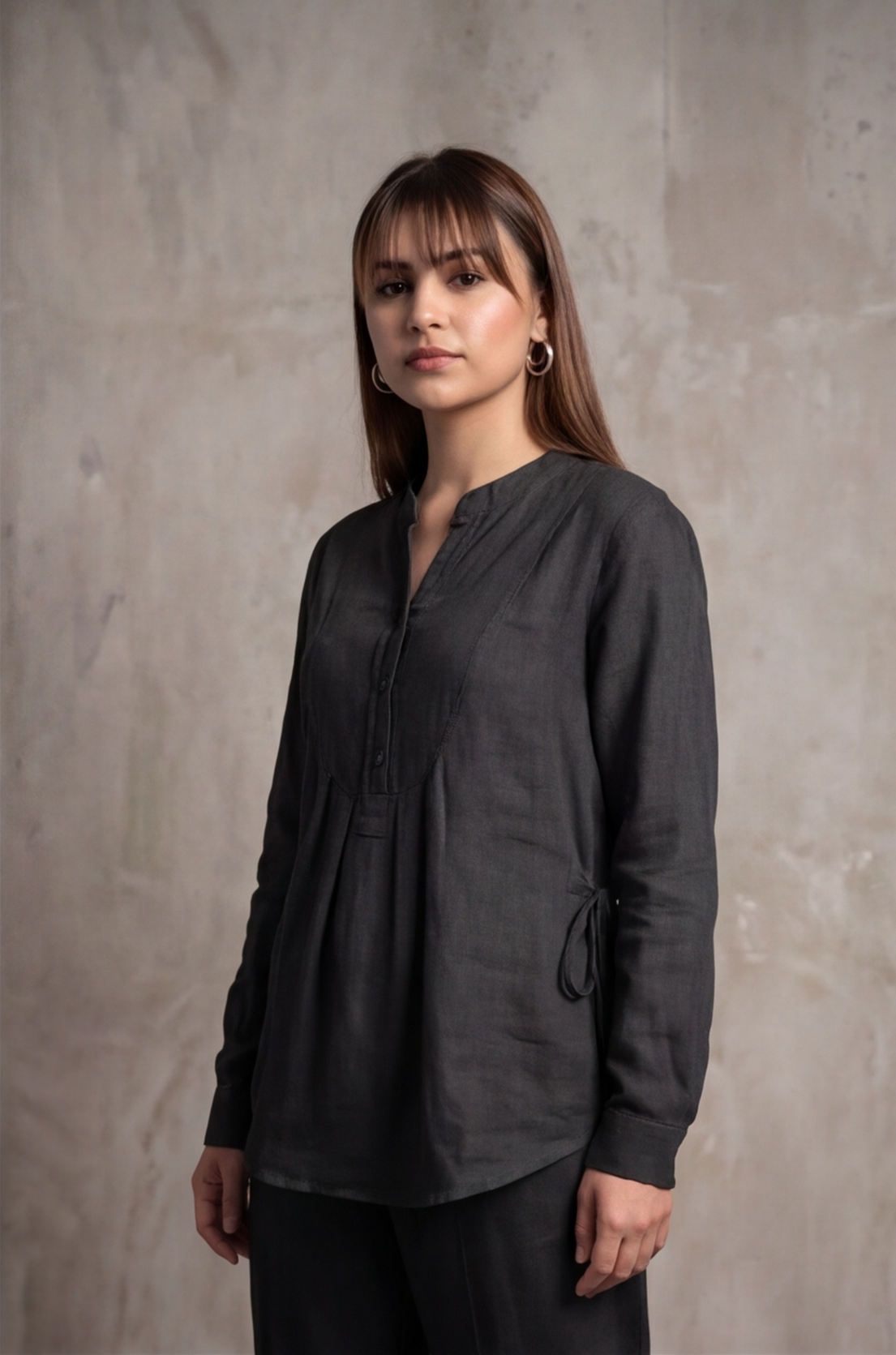 Women Cotton V-neck Two-piece Suit