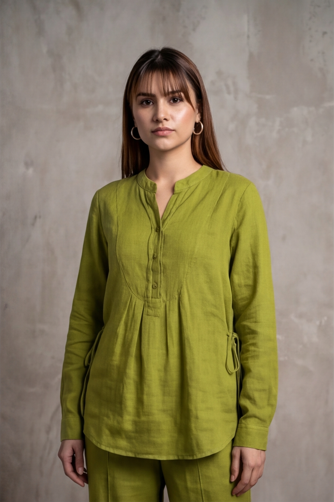 Women Cotton V-neck Two-piece Suit