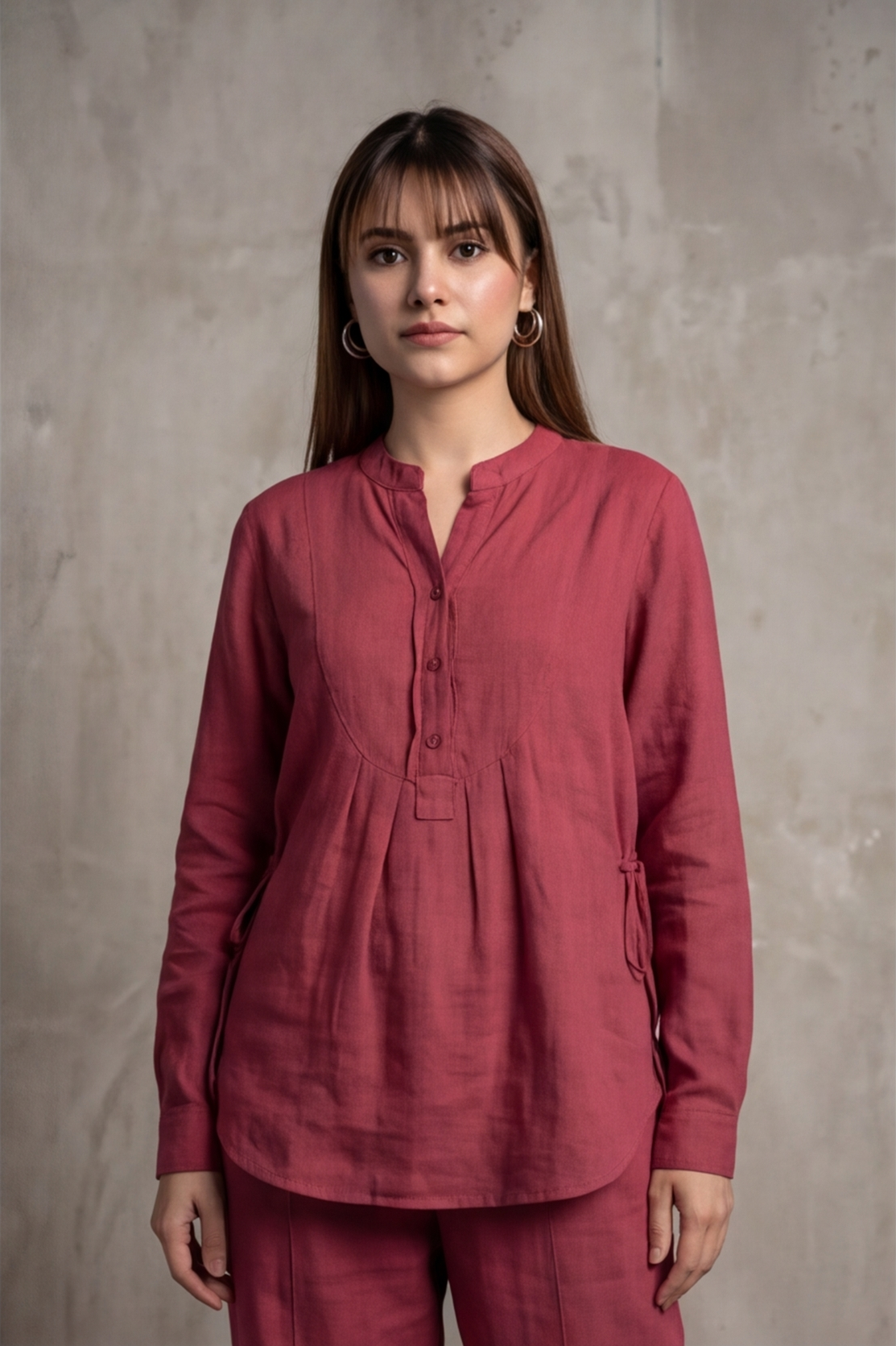 Women Cotton V-neck Two-piece Suit