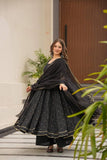 Elegant Black Printed Anarkali Suit with Dupatta