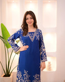 Blue Cotton A Line Kurta Palazzo Set