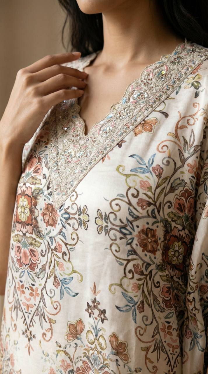 Modal Satin Digital Print Kurta Set