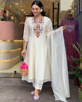 EXCLUSIVE DESIGNER HEAVY COTTON WITH EMBROIDERY MIRROR WORK SUIT
