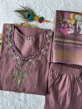 Wine Chanderi Cotton Suit Set