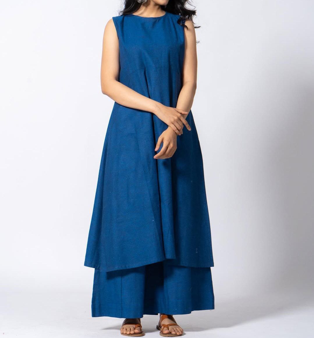 Women's Cotton Kurta pant sets - Blue