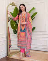 EXCLUSIVE DESIGNER HEAVY CHINON WITH EMBROIDERY WORK SUIT SET