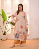 Ivory Mustard Pastel Garden Cotton Suit