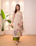Ivory Green Pastel Garden Cotton Suit