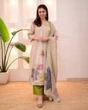 Ivory Green Pastel Garden Cotton Suit