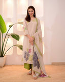 Ivory Green Pastel Garden Cotton Suit