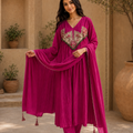 Embroidered Anarkali Suit Set with Dupatta