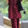 Women Cotton Thread Style Two-piece Suit