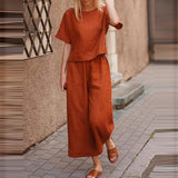 WOMEN PLAIN CROP TOP & TROUSERS CO-ORDER SET
