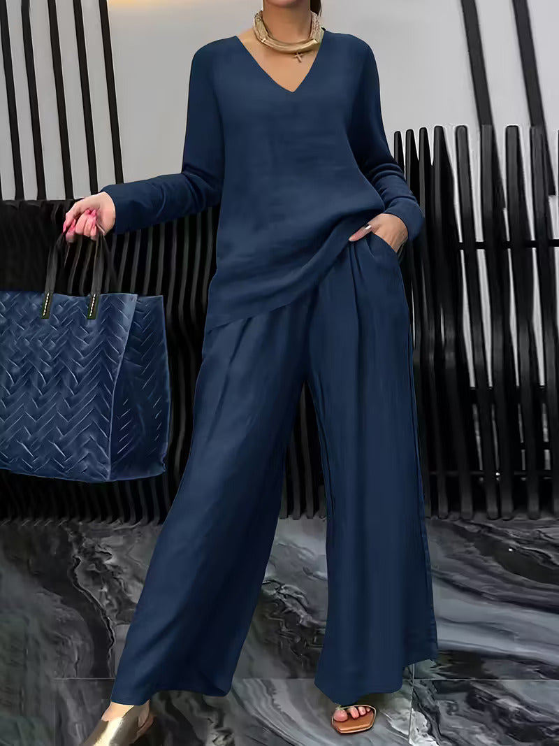 Women Cotton V-neck Co-Ord Set