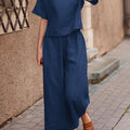 WOMEN PLAIN CROP TOP & TROUSERS CO-ORDER SET