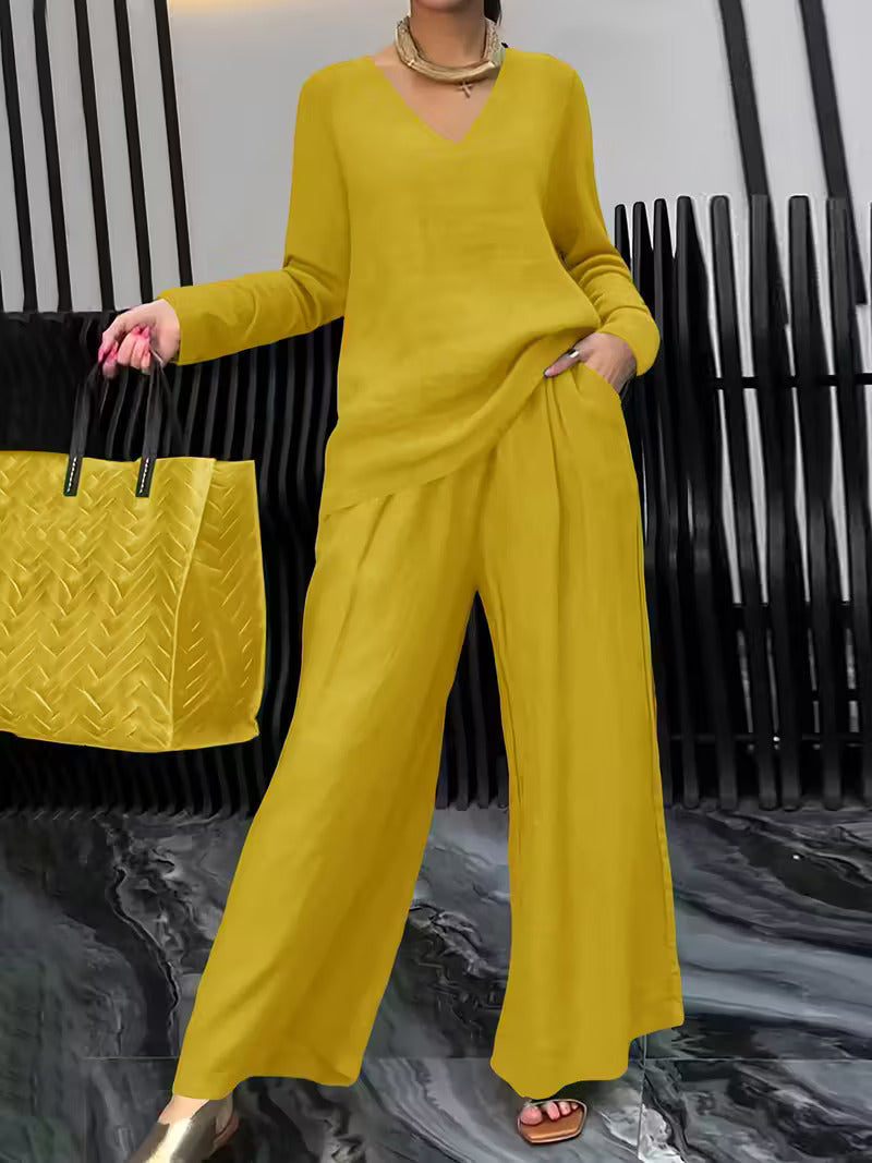 Women Cotton V-neck Co-Ord Set