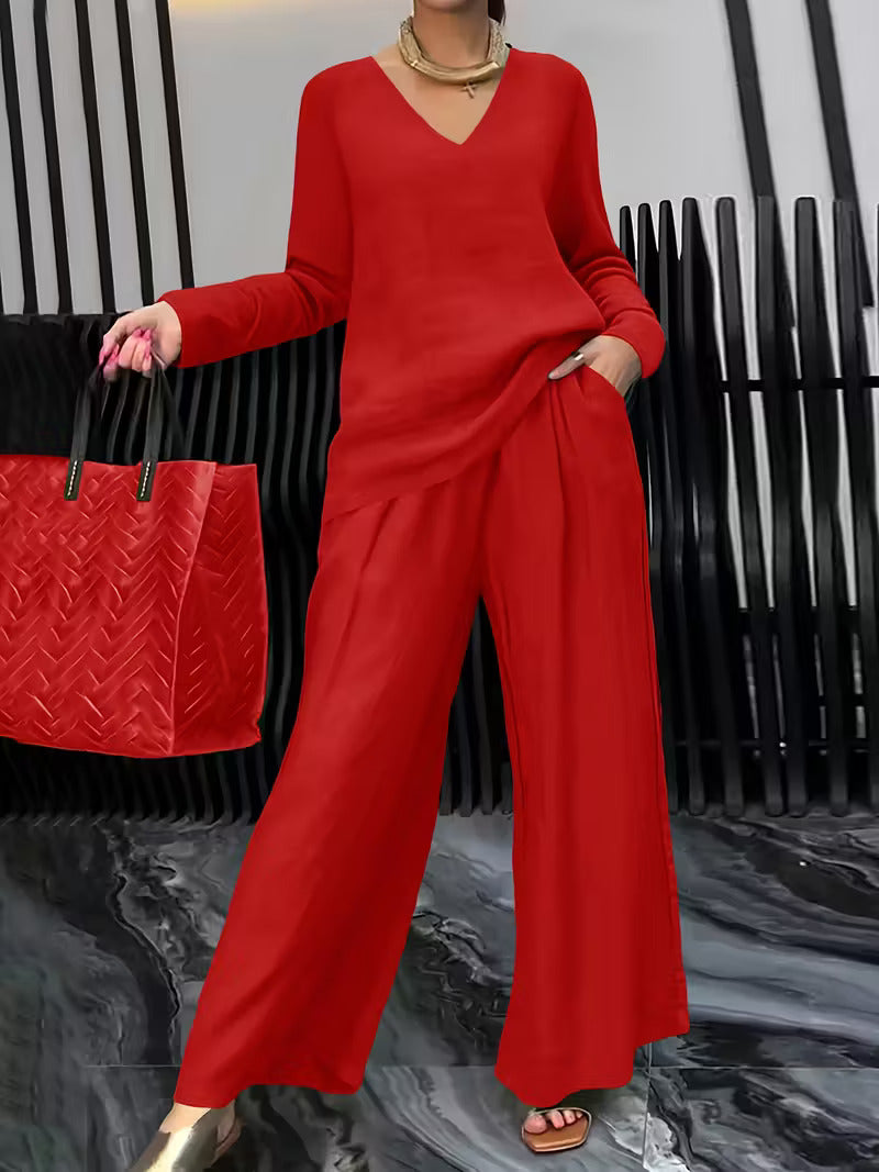 Women Cotton V-neck Co-Ord Set