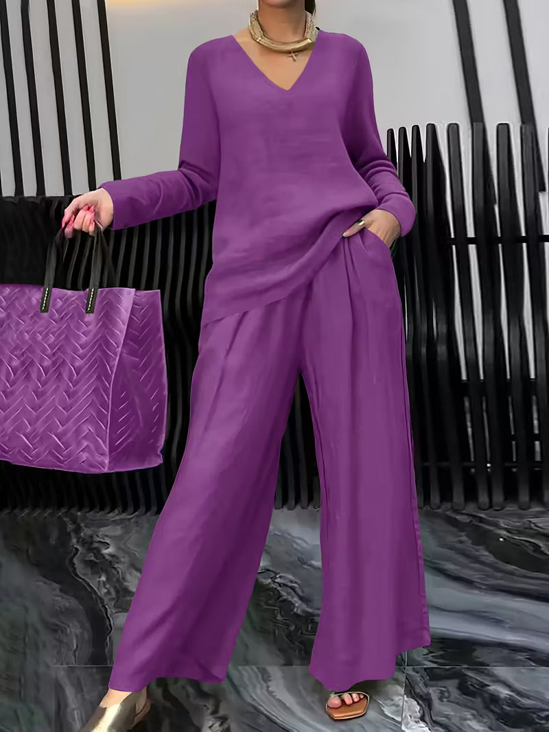 Women Cotton V-neck Co-Ord Set