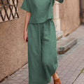 WOMEN PLAIN CROP TOP & TROUSERS CO-ORDER SET