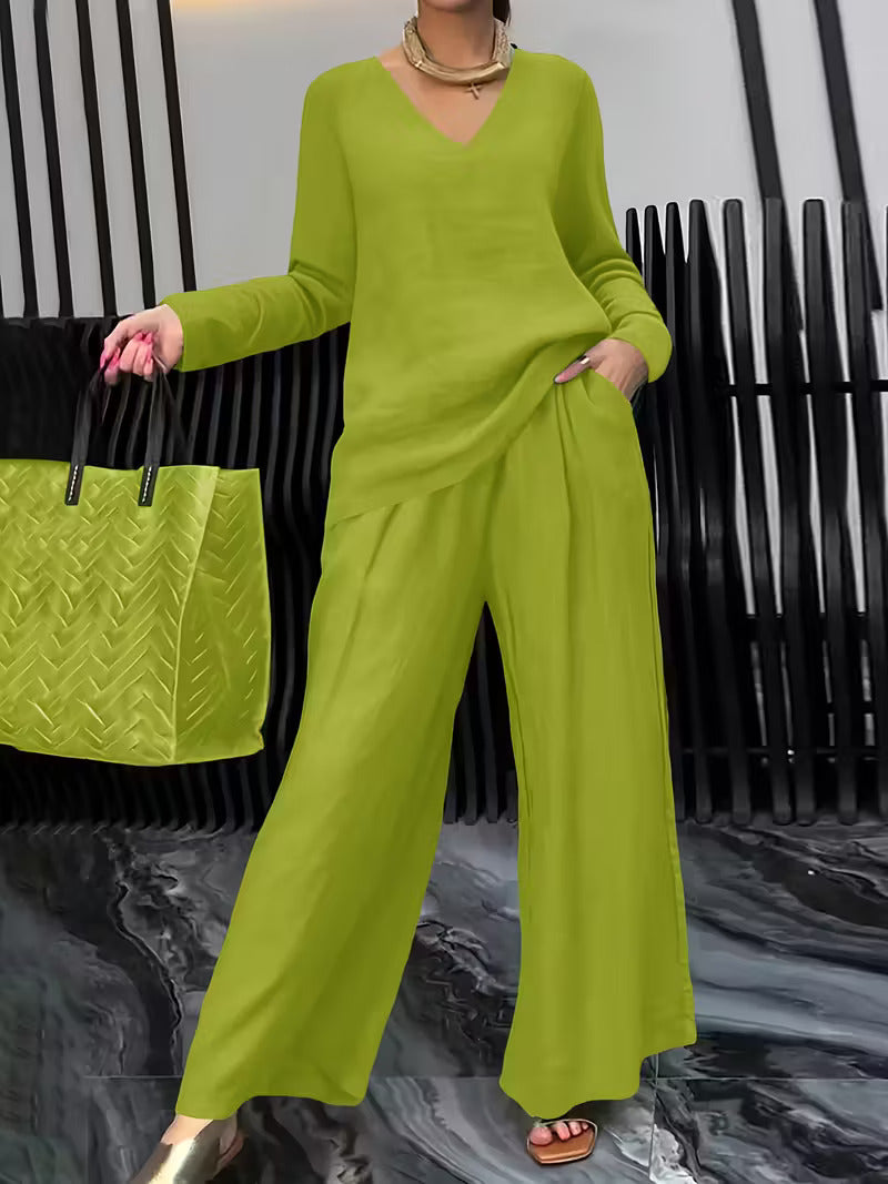 Women Cotton V-neck Co-Ord Set