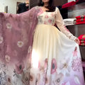 Elegant Pastel Floral Anarkali Gown With Matching Dupatta And Pant