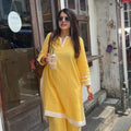Cotton Kurta Set with Contrast White Border