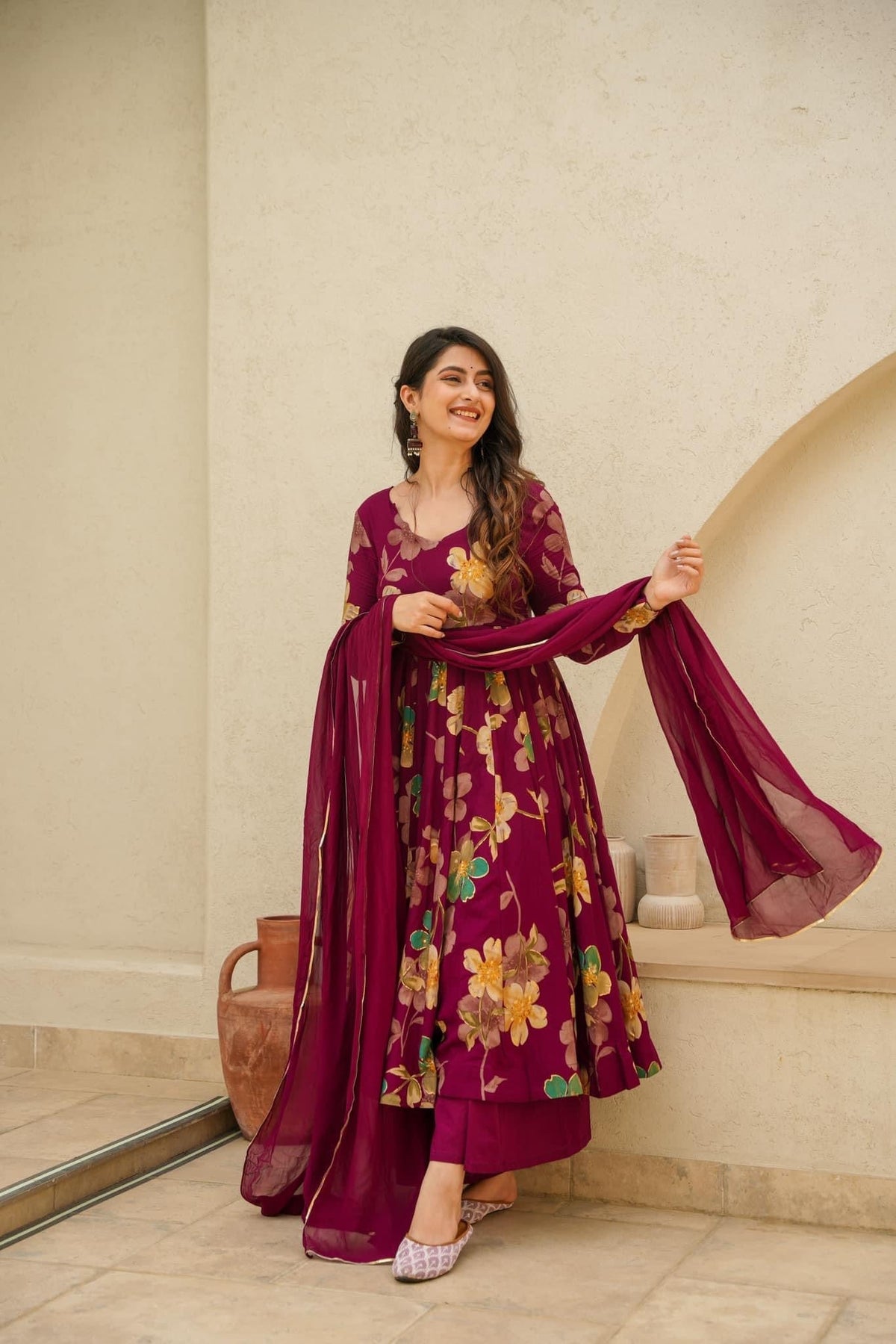 Purple Cotton Suit Set