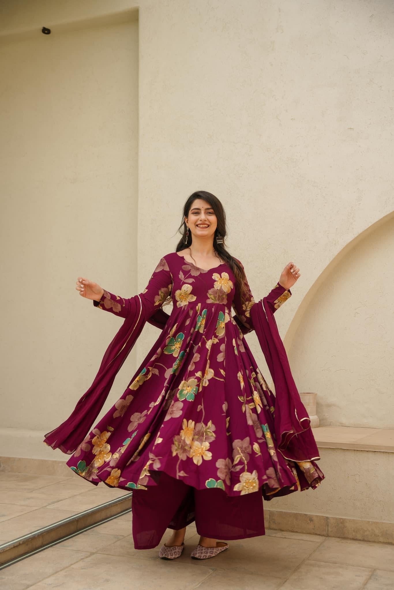 Purple Cotton Suit Set