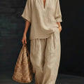 Casual And Cozy Minimalist Cotton Two-piece Set