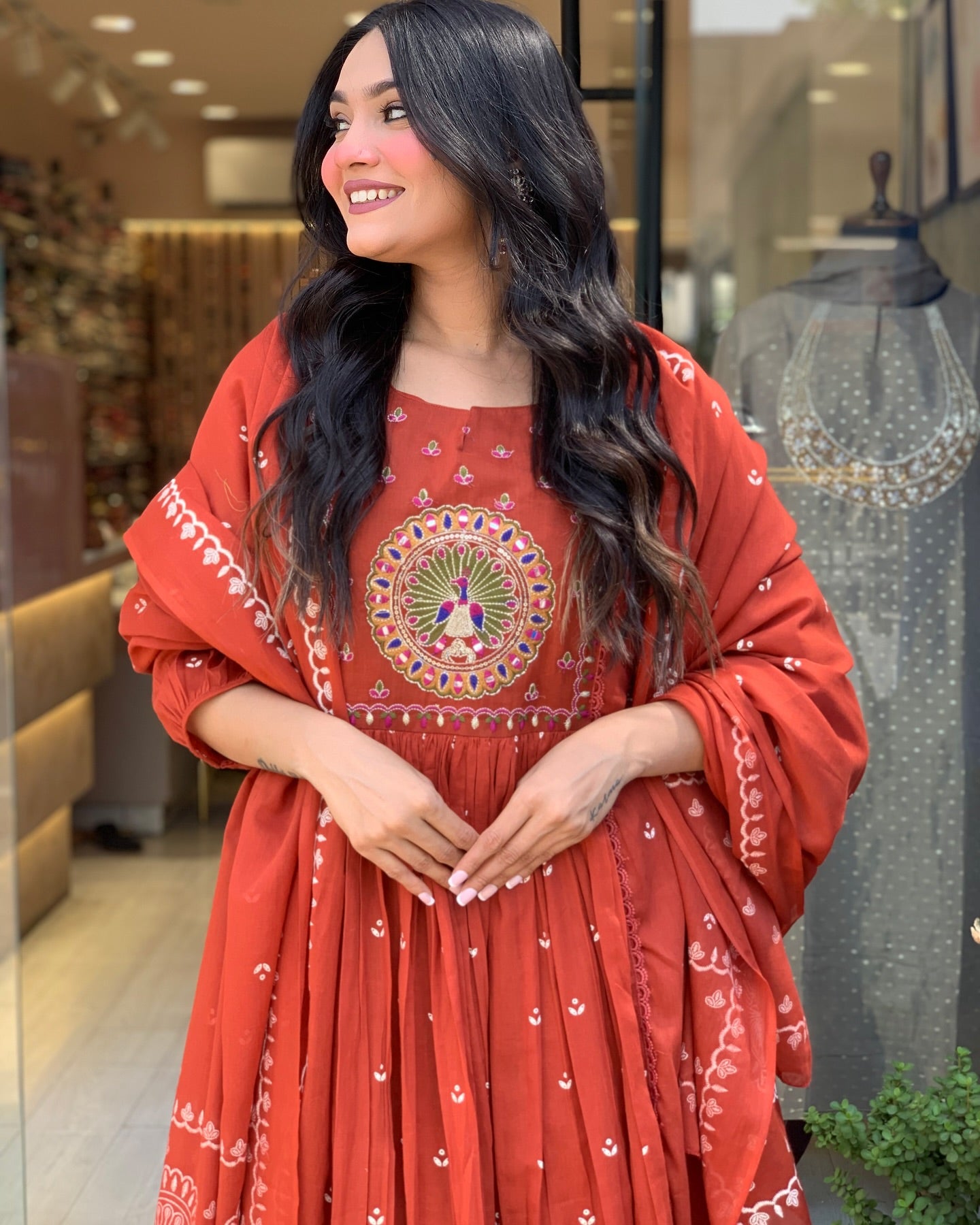 Women Embroidered Cotton Suit Set