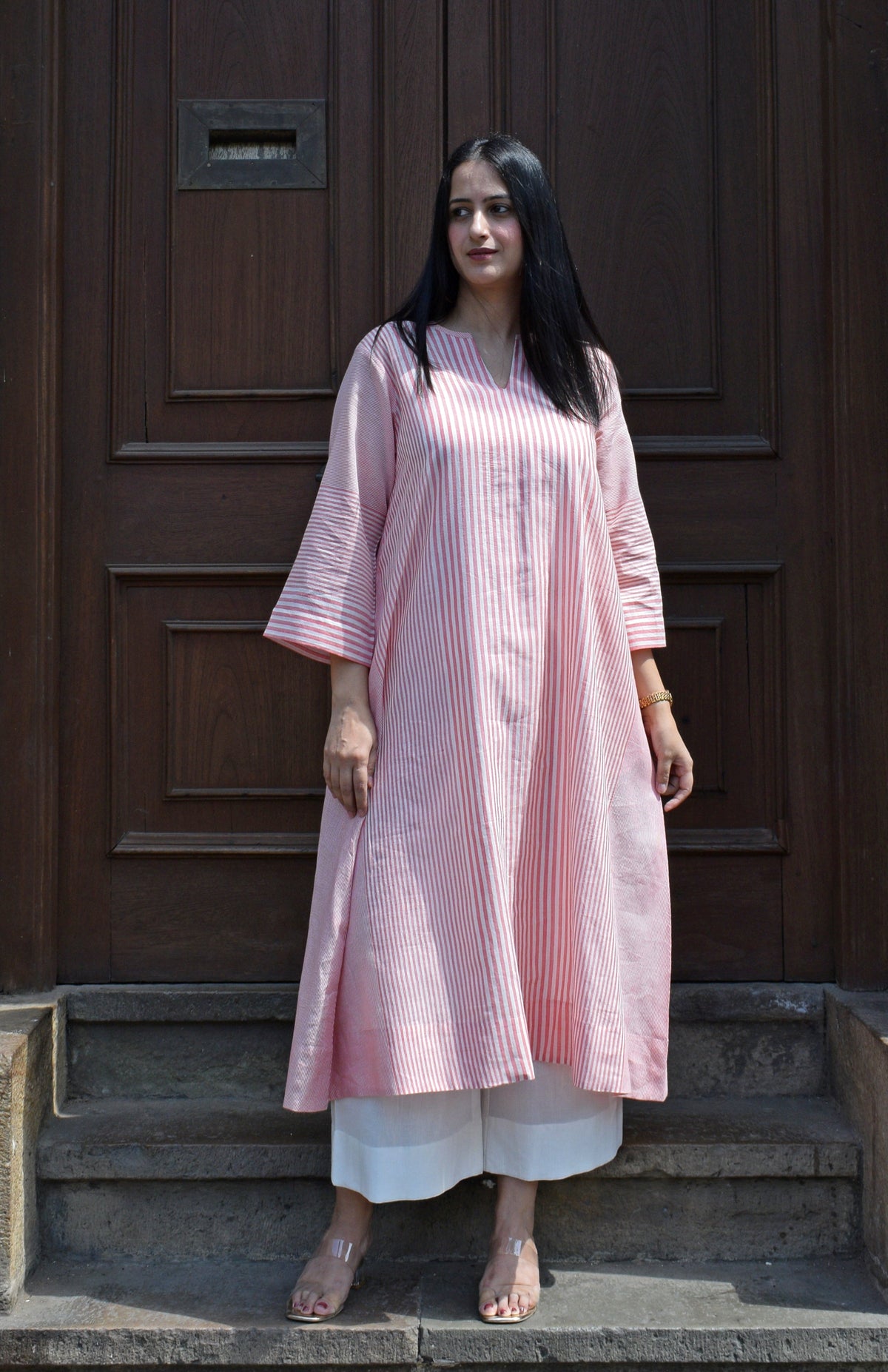 Cotton Stripe A line Kurta Set