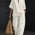 Casual And Cozy Minimalist Cotton Two-piece Set