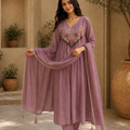 Embroidered Anarkali Suit Set with Dupatta