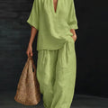 Casual And Cozy Minimalist Cotton Two-piece Set