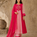 Pink Embroidered Anarkali Suit Set with Pink Dupatta